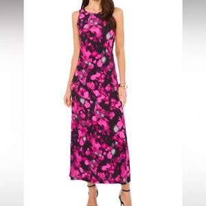 Vince Camuto Abstract Floral Print Sleeveless Knit Dress